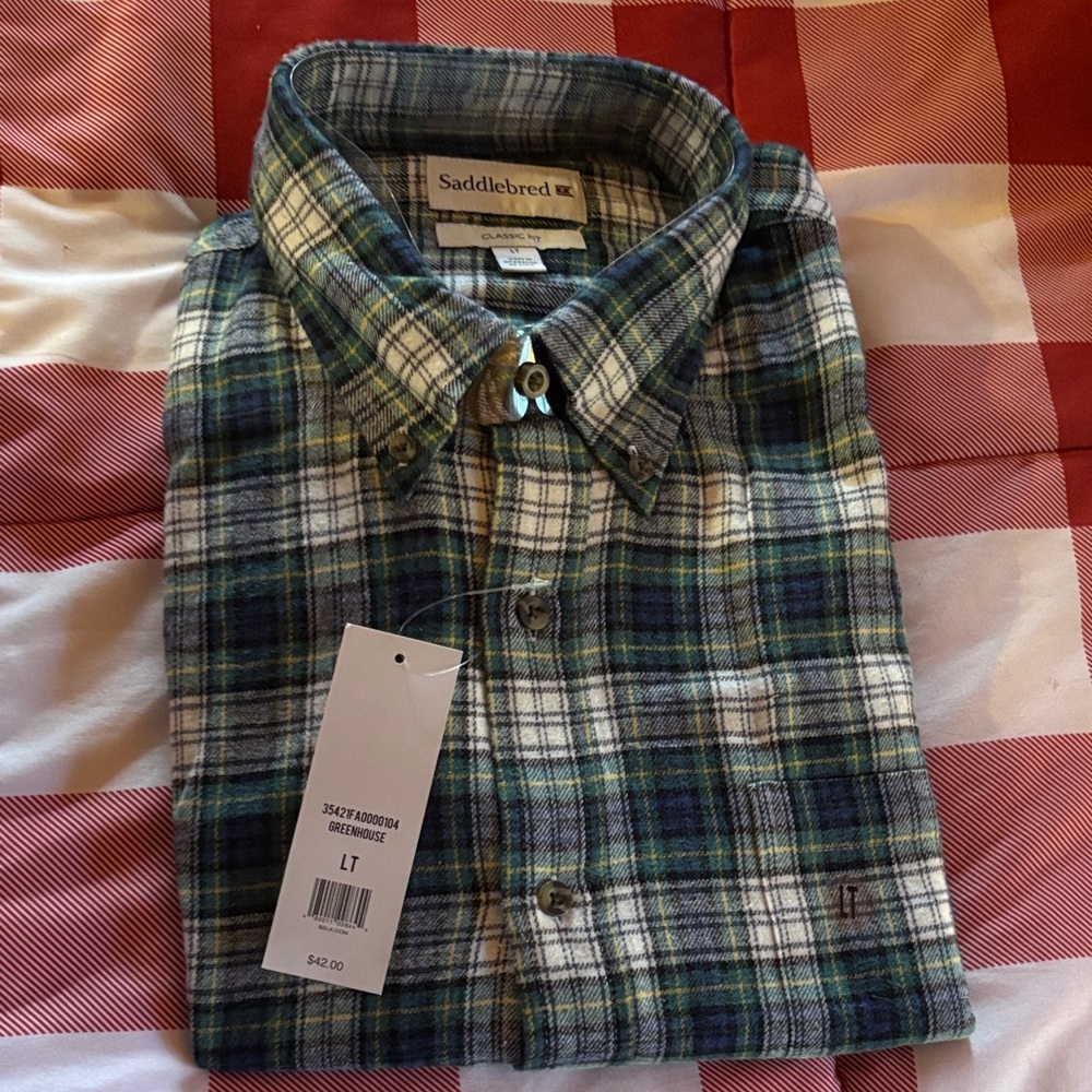 Saddlebred Blue and Green Plaid Casual Shirt